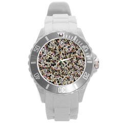 Mystic Geometry Abstract Print Round Plastic Sport Watch (l) by dflcprintsclothing