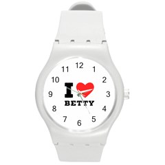 I Love Betty Round Plastic Sport Watch (m) by ilovewhateva