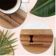 I love margaret Marble Wood Coaster (Round)