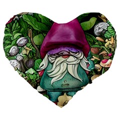 Charm Toadstool Necromancy Magician Conjuration Sorcery Spell Mojo Chanterelle Large 19  Premium Flano Heart Shape Cushions by GardenOfOphir