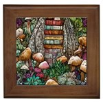 Bewitch Stipe Black Art Incantation Enchant Champignon Shiitake Witchcraft Black Magic Witch Framed Tile Front