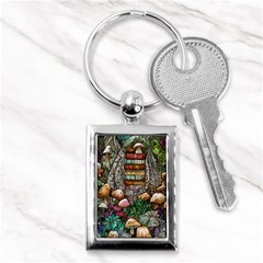 Bewitch Stipe Black Art Incantation Enchant Champignon Shiitake Witchcraft Black Magic Witch Key Chain (rectangle) by GardenOfOphir