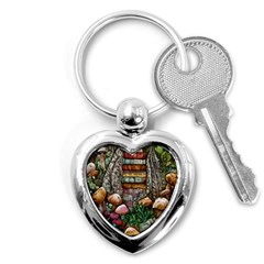 Bewitch Stipe Black Art Incantation Enchant Champignon Shiitake Witchcraft Black Magic Witch Key Chain (heart) by GardenOfOphir