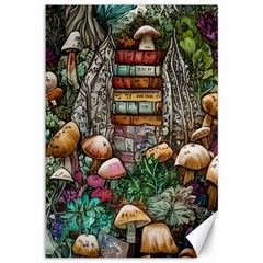 Bewitch Stipe Black Art Incantation Enchant Champignon Shiitake Witchcraft Black Magic Witch Canvas 12  X 18  by GardenOfOphir