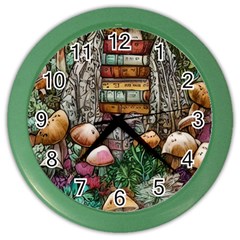 Bewitch Stipe Black Art Incantation Enchant Champignon Shiitake Witchcraft Black Magic Witch Color Wall Clock by GardenOfOphir