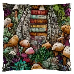 Bewitch Stipe Black Art Incantation Enchant Champignon Shiitake Witchcraft Black Magic Witch Large Premium Plush Fleece Cushion Case (one Side) by GardenOfOphir