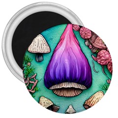 Veil Presto Psilocybin Superstition Agaric Trick Button Mushroom Sciopticon Diablerie Voodoo Fairy 3  Magnets by GardenOfOphir