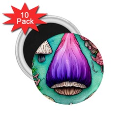 Veil Presto Psilocybin Superstition Agaric Trick Button Mushroom Sciopticon Diablerie Voodoo Fairy 2 25  Magnets (10 Pack)  by GardenOfOphir