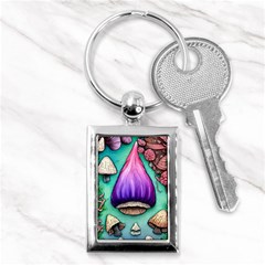 Veil Presto Psilocybin Superstition Agaric Trick Button Mushroom Sciopticon Diablerie Voodoo Fairy Key Chain (rectangle) by GardenOfOphir