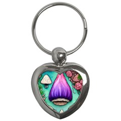 Veil Presto Psilocybin Superstition Agaric Trick Button Mushroom Sciopticon Diablerie Voodoo Fairy Key Chain (heart) by GardenOfOphir