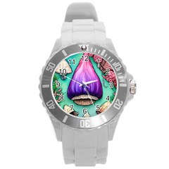 Veil Presto Psilocybin Superstition Agaric Trick Button Mushroom Sciopticon Diablerie Voodoo Fairy Round Plastic Sport Watch (l) by GardenOfOphir