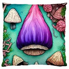 Veil Presto Psilocybin Superstition Agaric Trick Button Mushroom Sciopticon Diablerie Voodoo Fairy Large Cushion Case (two Sides) by GardenOfOphir