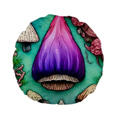 Veil Presto Psilocybin Superstition Agaric Trick Button Mushroom Sciopticon Diablerie Voodoo Fairy Standard 15  Premium Round Cushions by GardenOfOphir