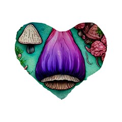 Veil Presto Psilocybin Superstition Agaric Trick Button Mushroom Sciopticon Diablerie Voodoo Fairy Standard 16  Premium Heart Shape Cushions by GardenOfOphir