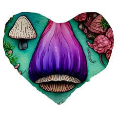 Veil Presto Psilocybin Superstition Agaric Trick Button Mushroom Sciopticon Diablerie Voodoo Fairy Large 19  Premium Heart Shape Cushions by GardenOfOphir