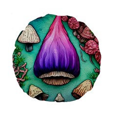 Veil Presto Psilocybin Superstition Agaric Trick Button Mushroom Sciopticon Diablerie Voodoo Fairy Standard 15  Premium Flano Round Cushions by GardenOfOphir