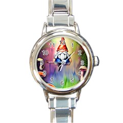 Thaumaturgy Magically Prestidigitation Sleight Of Hand Fly Agaric Abracadabra Round Italian Charm Watch by GardenOfOphir