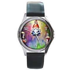 Thaumaturgy Magically Prestidigitation Sleight Of Hand Fly Agaric Abracadabra Round Metal Watch by GardenOfOphir