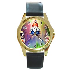 Thaumaturgy Magically Prestidigitation Sleight Of Hand Fly Agaric Abracadabra Round Gold Metal Watch by GardenOfOphir