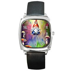 Thaumaturgy Magically Prestidigitation Sleight Of Hand Fly Agaric Abracadabra Square Metal Watch by GardenOfOphir