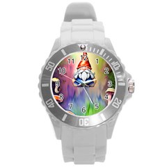 Thaumaturgy Magically Prestidigitation Sleight Of Hand Fly Agaric Abracadabra Round Plastic Sport Watch (l) by GardenOfOphir