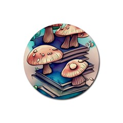 Mushroom Cloud Legerdemain Portobello Warlock Rubber Round Coaster (4 Pack) by GardenOfOphir