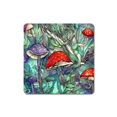 Necromancy Mushroom Square Magnet by GardenOfOphir