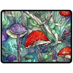 Necromancy Mushroom One Side Fleece Blanket (large) by GardenOfOphir