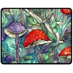 Necromancy Mushroom One Side Fleece Blanket (medium) by GardenOfOphir