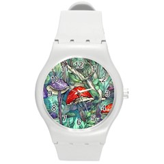 Necromancy Mushroom Round Plastic Sport Watch (m) by GardenOfOphir