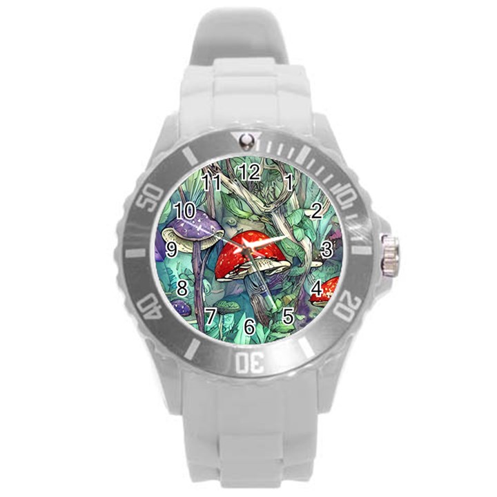 Necromancy Mushroom Round Plastic Sport Watch (L)