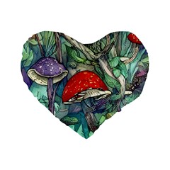 Necromancy Mushroom Standard 16  Premium Flano Heart Shape Cushions by GardenOfOphir