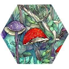 Necromancy Mushroom Wooden Puzzle Hexagon by GardenOfOphir