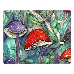 Necromancy Mushroom One Side Premium Plush Fleece Blanket (large)