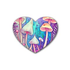 Magician s Charm Mushroom Rubber Coaster (heart) by GardenOfOphir