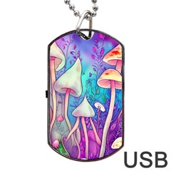 Magician s Charm Mushroom Dog Tag Usb Flash (one Side)