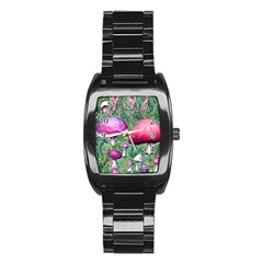 Conjuration Mushroom Stainless Steel Barrel Watch by GardenOfOphir