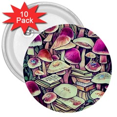 Sorcery Mushroom 3  Buttons (10 pack) 