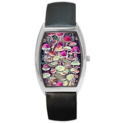 Sorcery Mushroom Barrel Style Metal Watch by GardenOfOphir