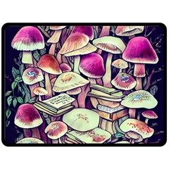 Sorcery Mushroom One Side Fleece Blanket (large) by GardenOfOphir