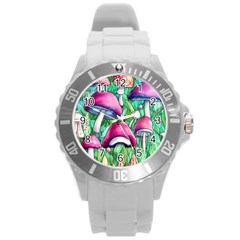 Charmed Toadstool Round Plastic Sport Watch (l) by GardenOfOphir