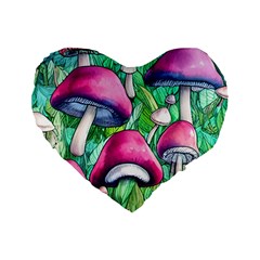 Charmed Toadstool Standard 16  Premium Heart Shape Cushions by GardenOfOphir