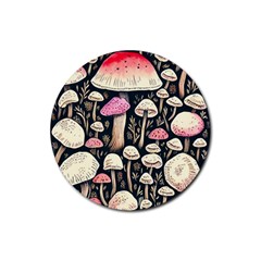 Spell Chanterelle Design Rubber Coaster (round) by GardenOfOphir