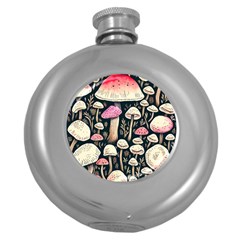 Spell Chanterelle Design Round Hip Flask (5 Oz) by GardenOfOphir