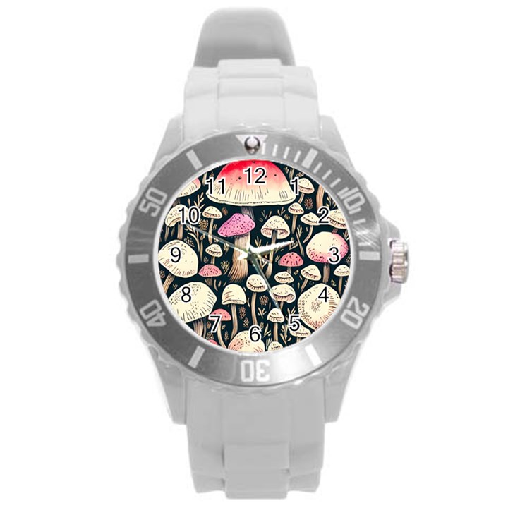 Spell Chanterelle Design Round Plastic Sport Watch (L)