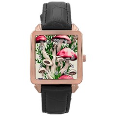 Glamour Enchantment Design Rose Gold Leather Watch  by GardenOfOphir