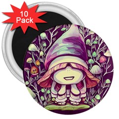 Toadstool Charm For Necromancy And Conjuration 3  Magnets (10 pack) 