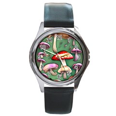 Glamour Mushroom For Enchantment And Bewitchment Round Metal Watch by GardenOfOphir