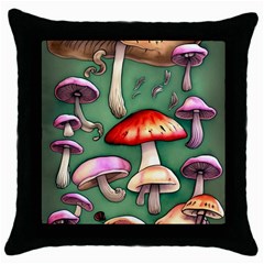 Glamour Mushroom For Enchantment And Bewitchment Throw Pillow Case (black) by GardenOfOphir