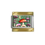 Glamour Mushroom For Enchantment And Bewitchment Gold Trim Italian Charm (9mm) Front